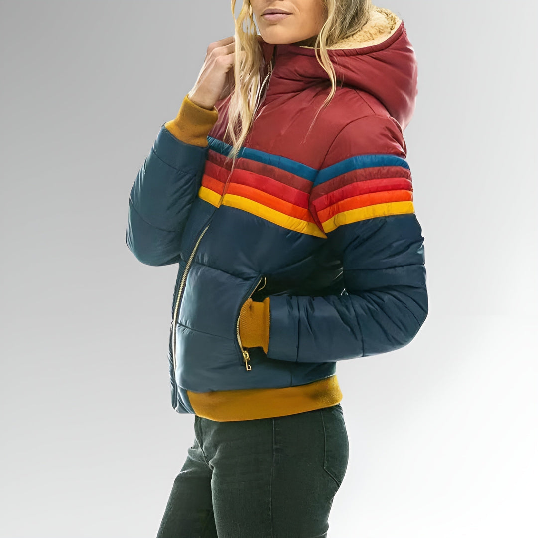 Mallory  | Zip-Up Jacket with Rainbow Stripes