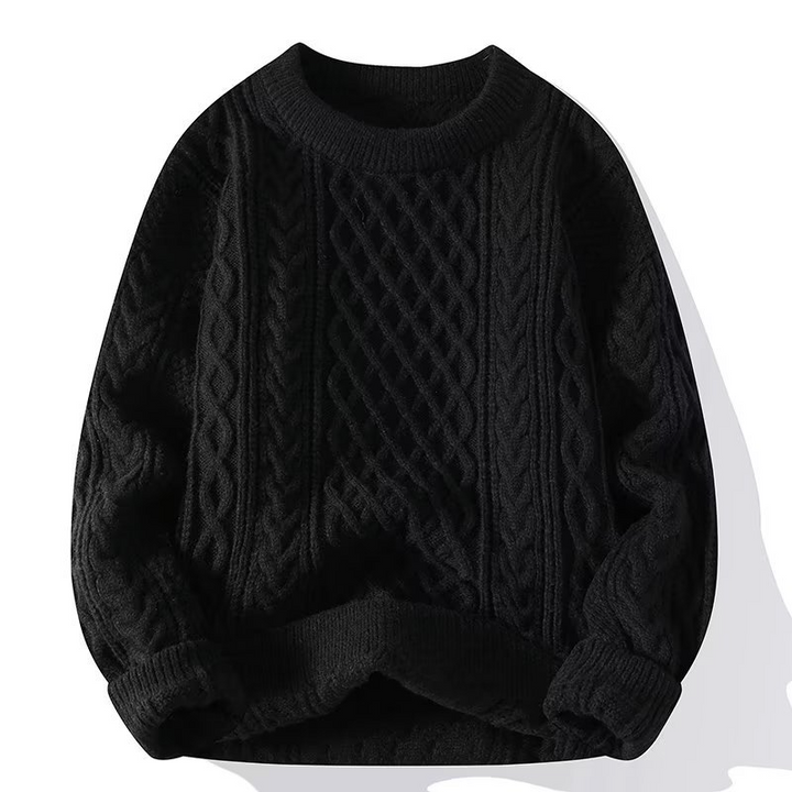 Women's Knit Sweater - Soft Cable Knit - Round Neck - Long-Sleeved Comfortable Fit