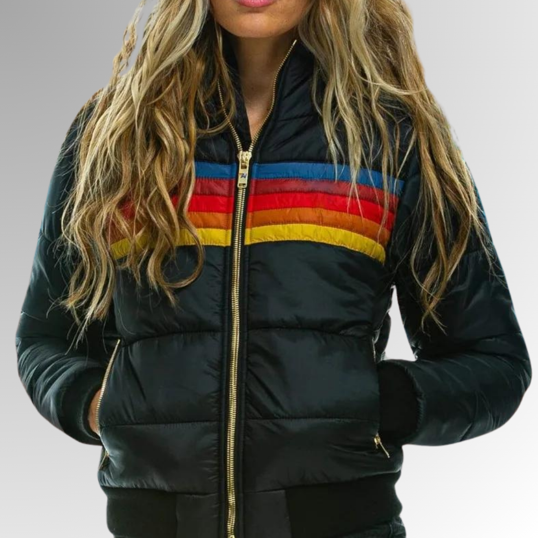 Mallory  | Zip-Up Jacket with Rainbow Stripes