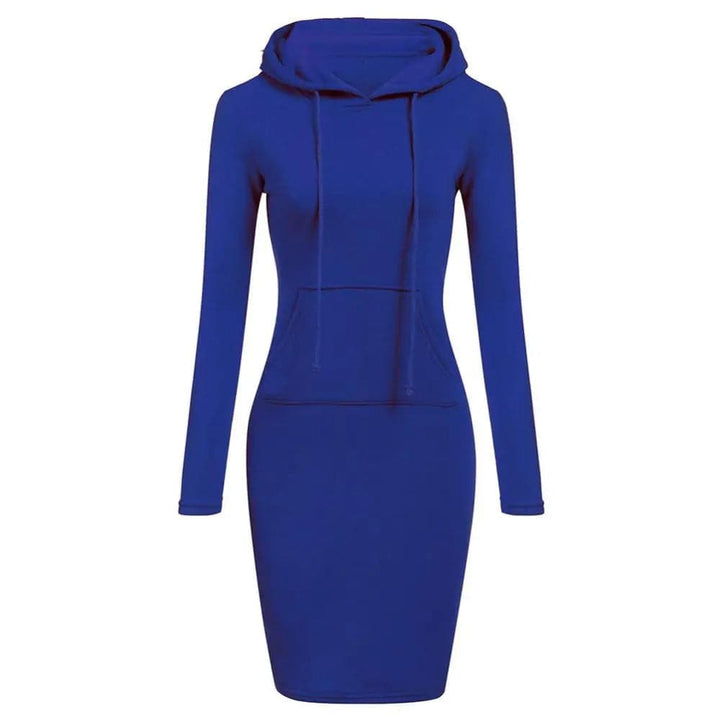 Women's Hoodie Dress - Long Sleeve - Adjustable Hood - Kangaroo Pocket - Slim Fit