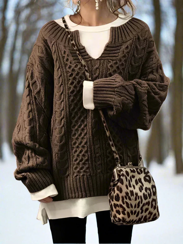 Women's Knit Sweater - Oversized Cable Knit - Soft and Warm - Relaxed Fit