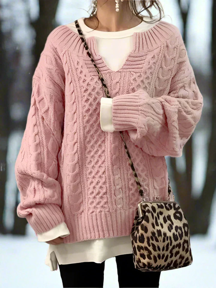 Women's Knit Sweater - Oversized Cable Knit - Soft and Warm - Relaxed Fit