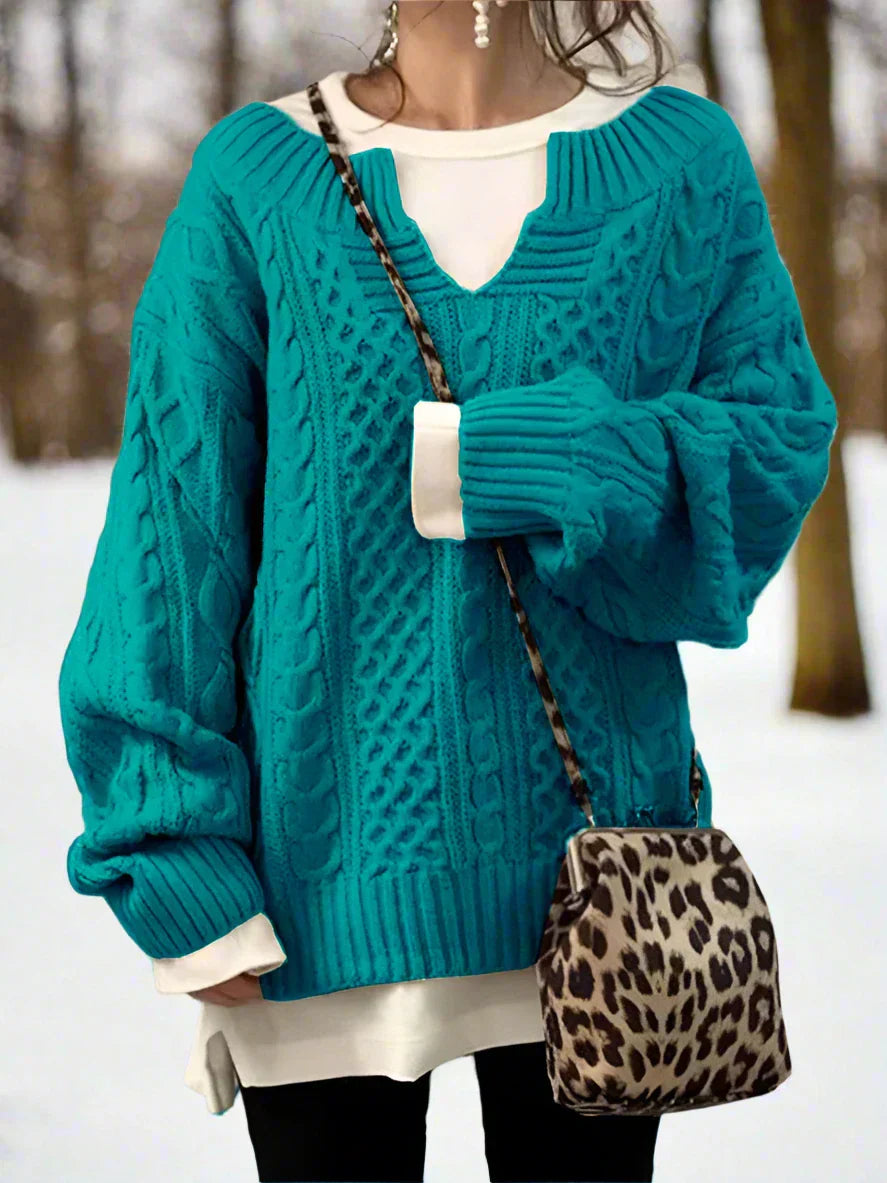 Women's Knit Sweater - Oversized Cable Knit - Soft and Warm - Relaxed Fit