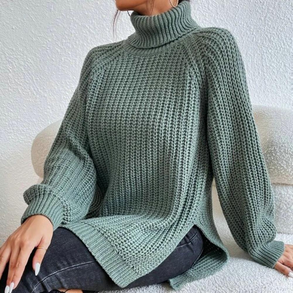 Women's Knit Sweater - Turtleneck - Long Sleeved - Oversized Fit - Soft Chunky Knit