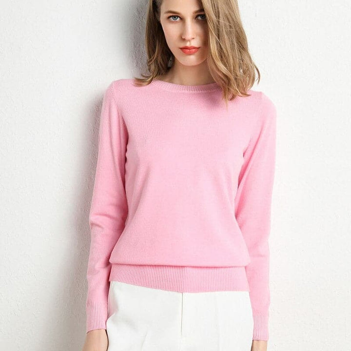 Women's Sweater - Soft Wool Blend - Round Neck - Long Sleeves - Comfortable Fit