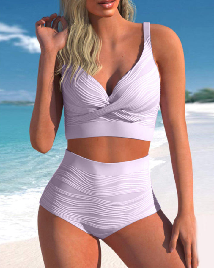 High Waist Solid Color Bikini Sets