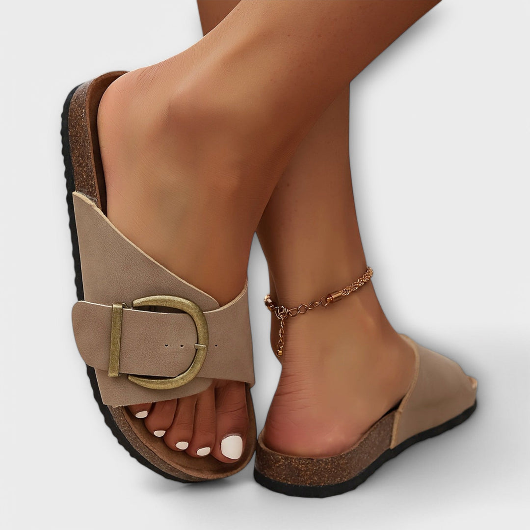 Margie - Women's Cork Sandals with Buckle Design
