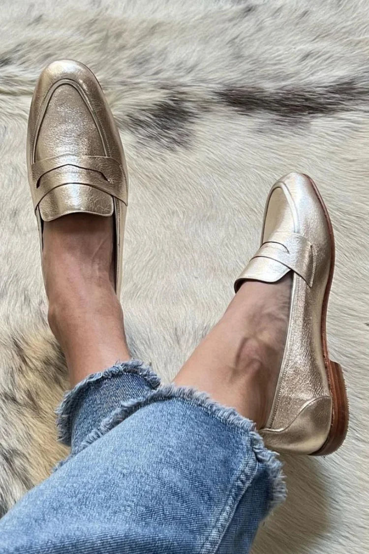 Danielle | Round Toe Patchwork Loafers with Small Heel