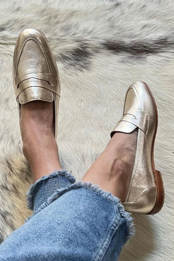 Danielle | Round Toe Patchwork Loafers with Small Heel