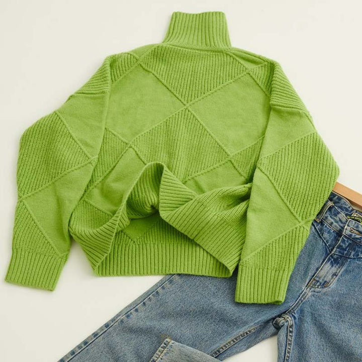 Aveline Couture Knitwear – Elegant Textured Turtleneck