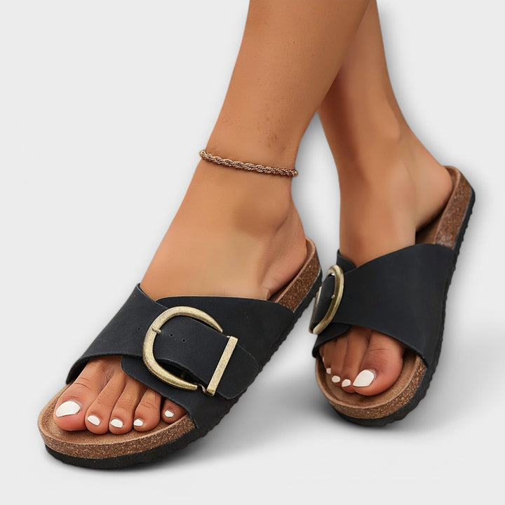 Margie - Women's Cork Sandals with Buckle Design