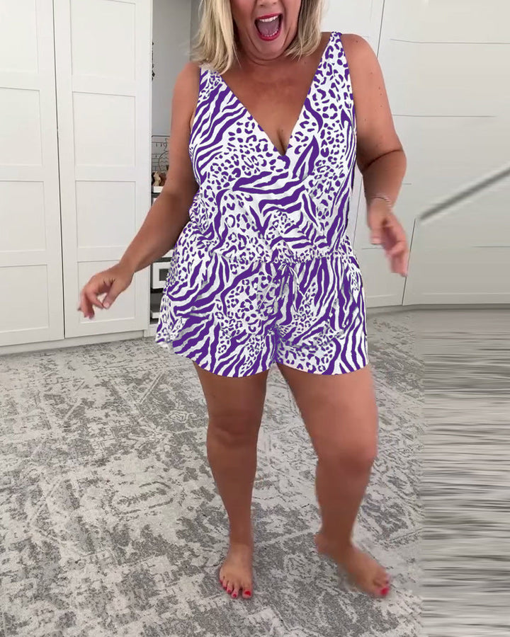 Figure-Hugging Zebra-Print Swimsuit
