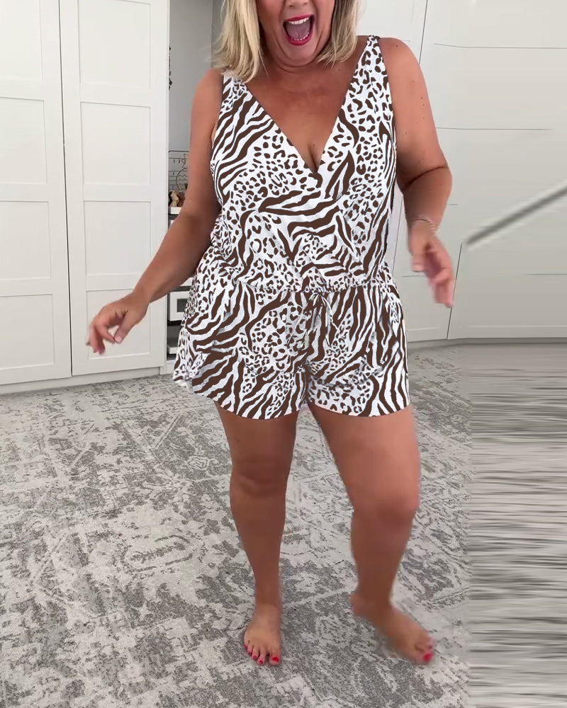 Figure-Hugging Zebra-Print Swimsuit