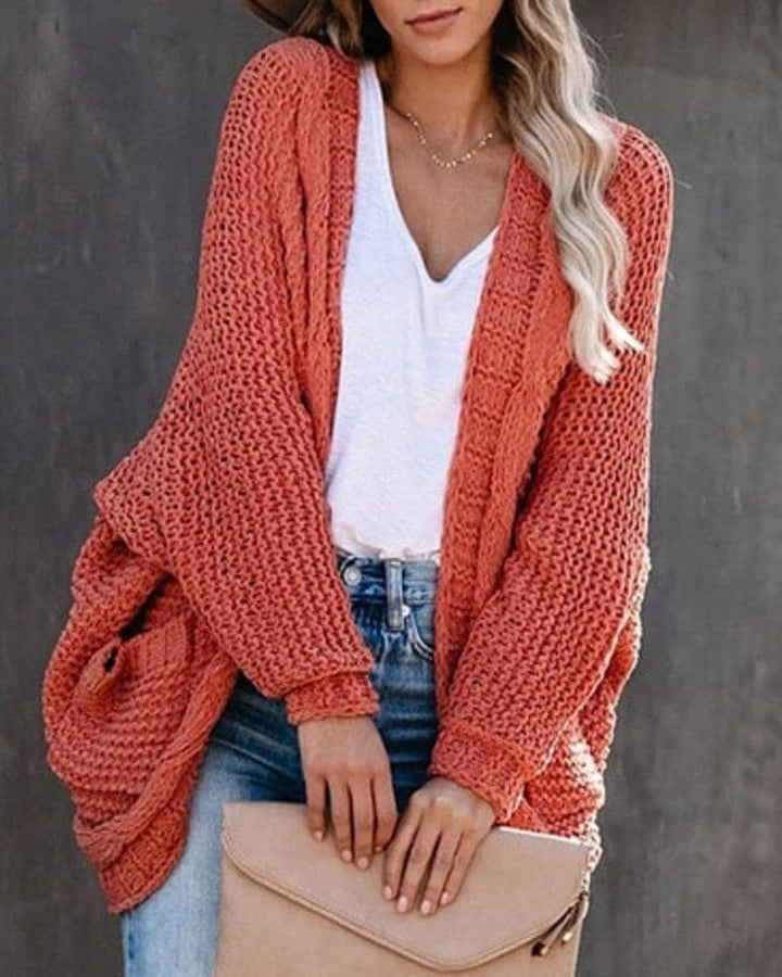 Women's Knit Cardigan - Oversized Fit - Long-Sleeved Soft and Warm - Open Front