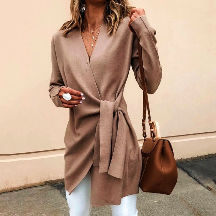 Women's Cardigan - Wrap Design - Waist Tie - Long-Sleeved Comfortable Fit