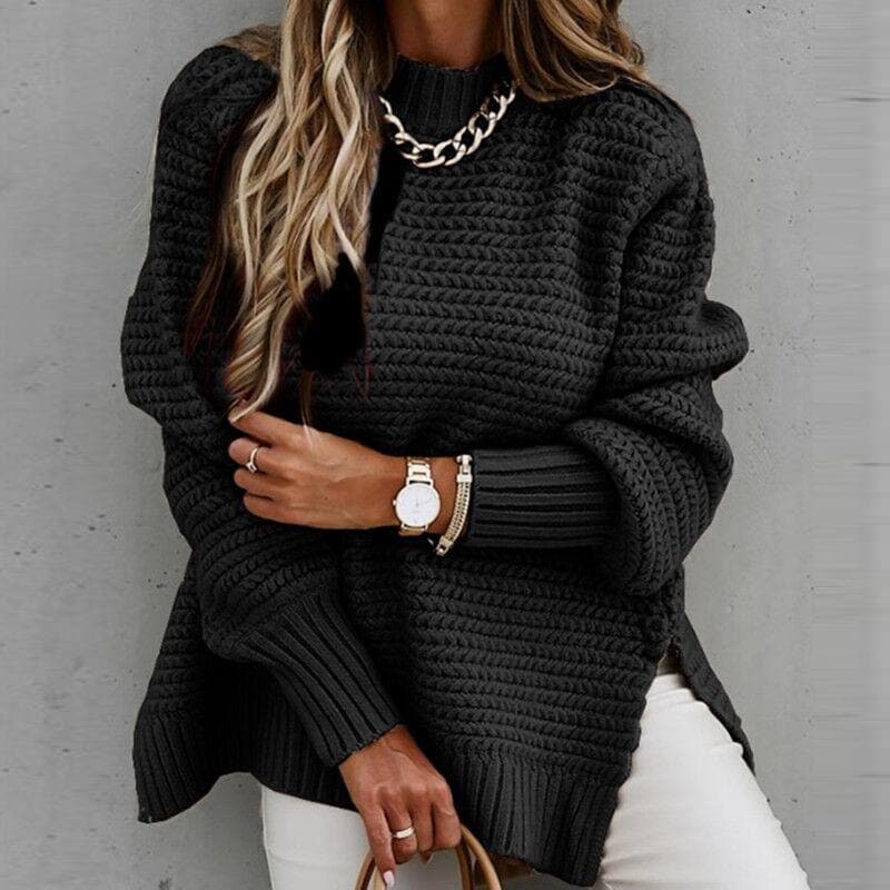 Women's Knit Sweater - Oversized Fit - High Neck - Soft and Warm