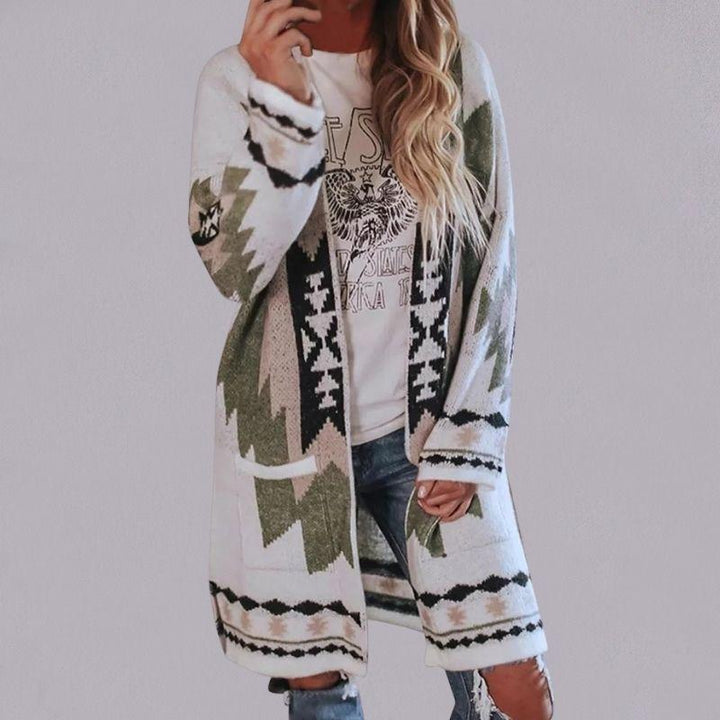 Women's Cardigan - Open Front - Bohemian Pattern - Long-Sleeved Loose Fit