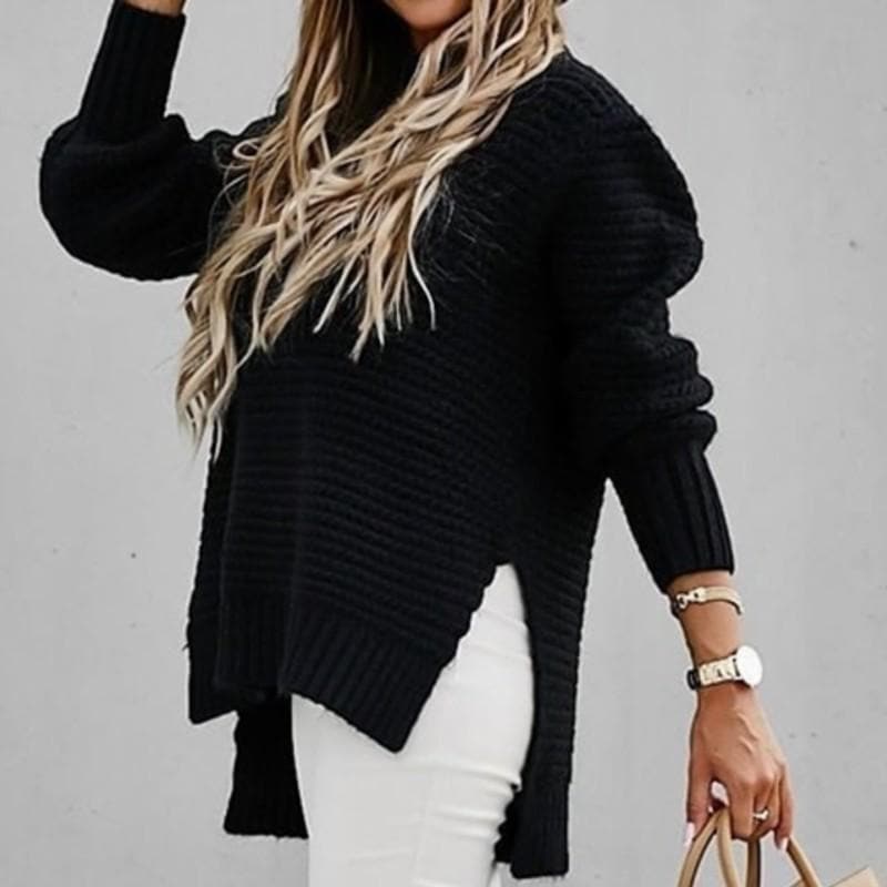 Women's Knit Sweater - Oversized Fit - High Neck - Soft and Warm