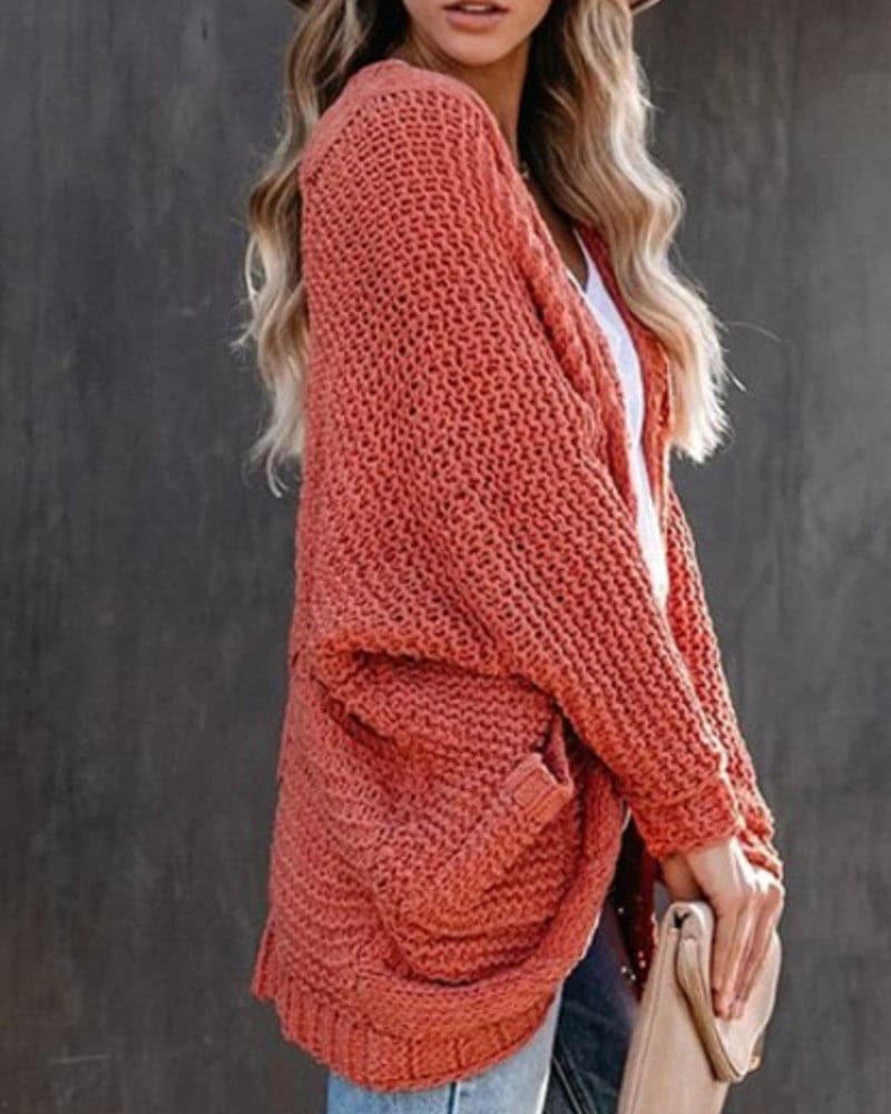Women's Knit Cardigan - Oversized Fit - Long-Sleeved Soft and Warm - Open Front