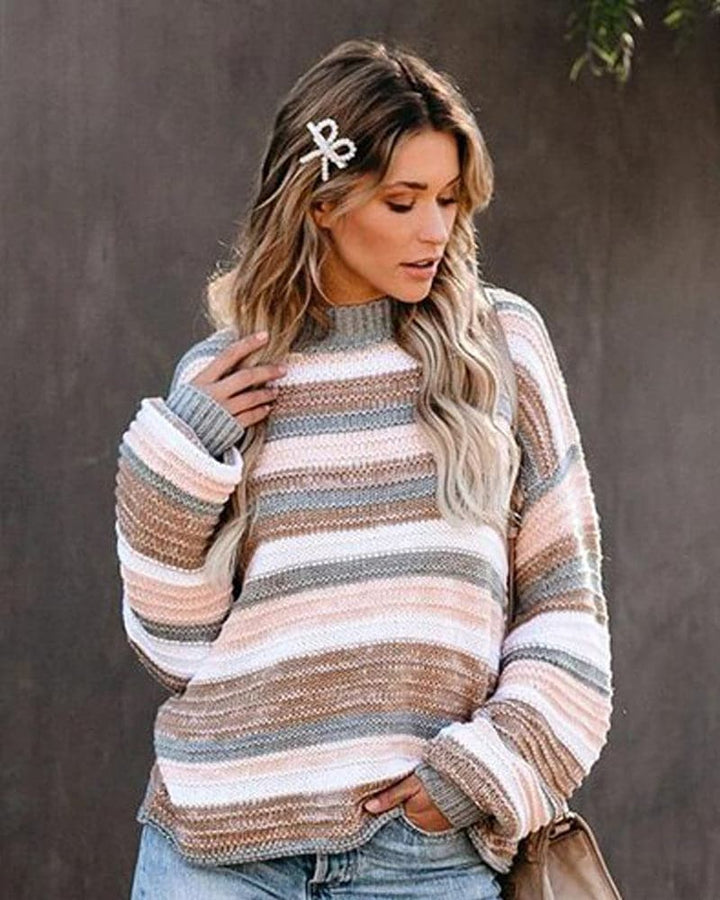 Women's Knit Sweater - Soft Knit - Oversized Fit - Crew Neck - Long Sleeves