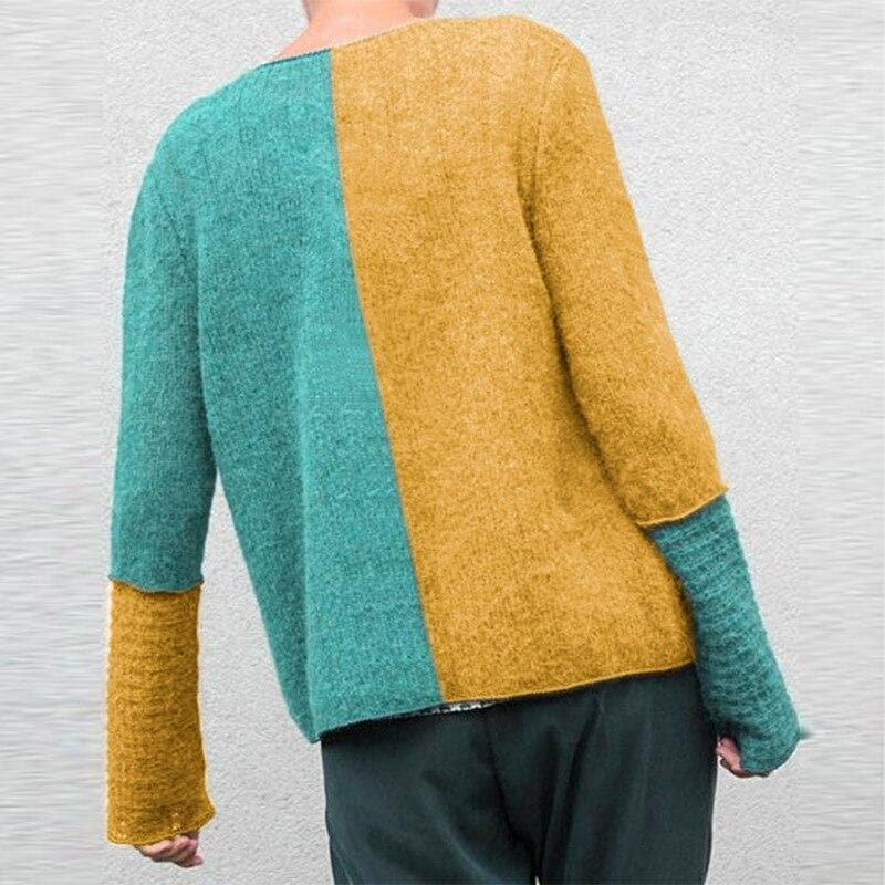 Women's Cardigan - Asymmetric Design - Soft Wool Blend - V-Neck - Button Closure