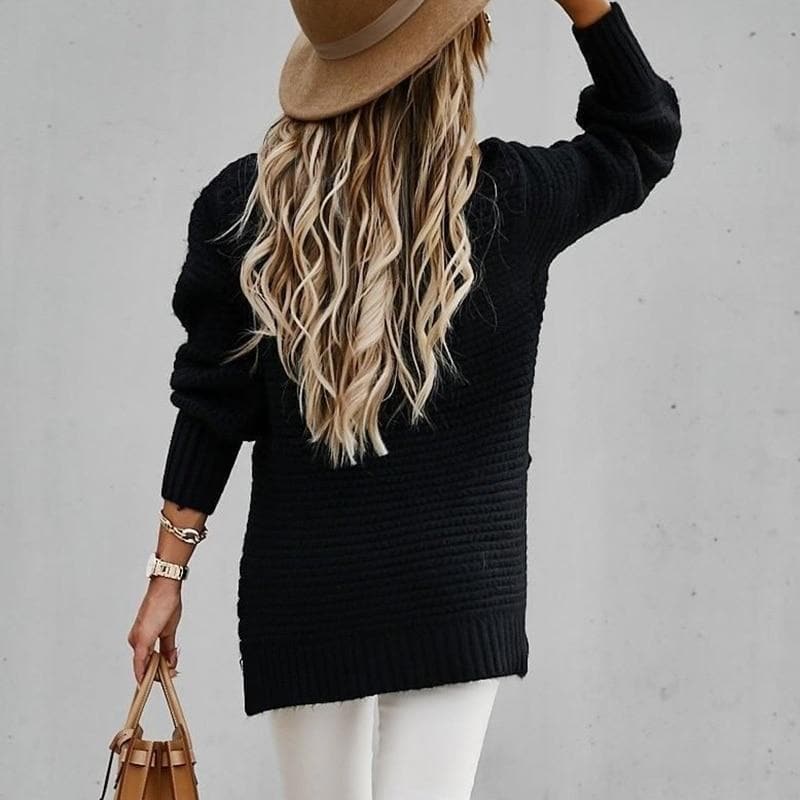 Women's Knit Sweater - Oversized Fit - High Neck - Soft and Warm