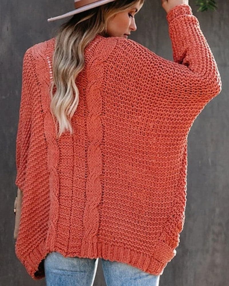 Women's Knit Cardigan - Oversized Fit - Long-Sleeved Soft and Warm - Open Front