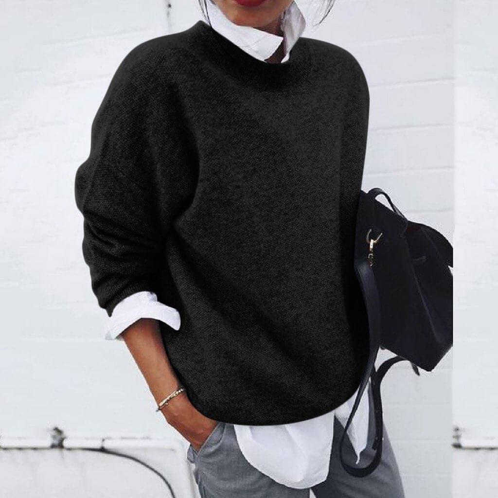 Women's Knit Sweater - Relaxed Fit - Soft and Warm - Round Neck - Long Sleeves