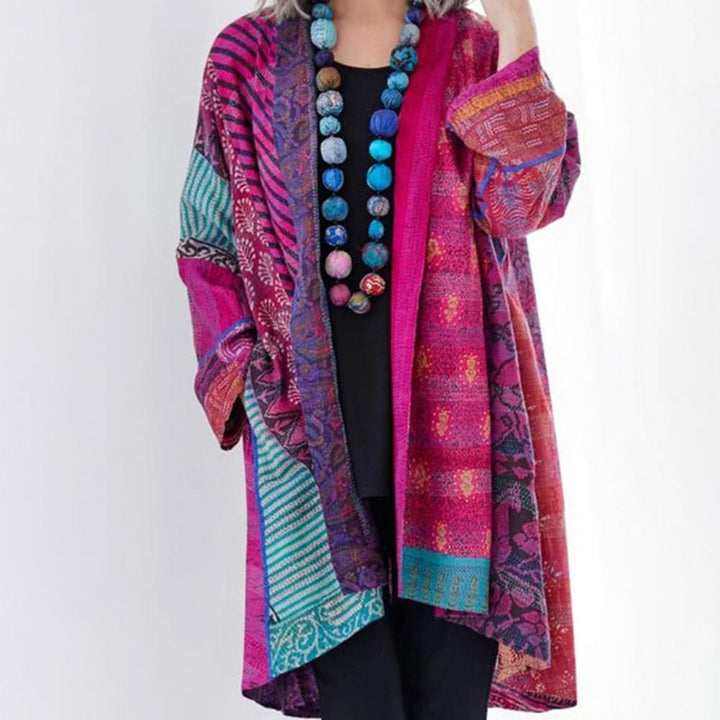 Women's Long Kimono - Patchwork Design - Bohemian Style - Light and Airy - Open Front