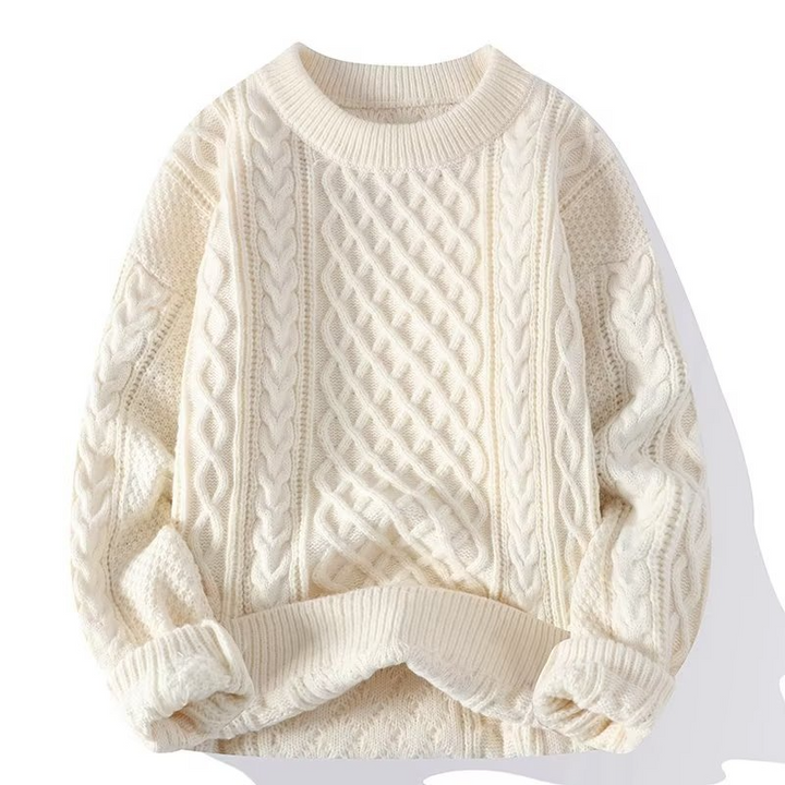 Women's Knit Sweater - Soft Cable Knit - Round Neck - Long-Sleeved Comfortable Fit