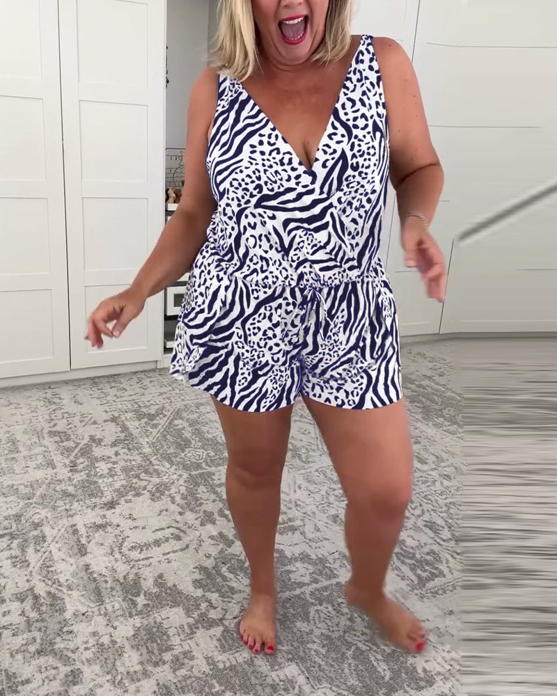 Figure-Hugging Zebra-Print Swimsuit