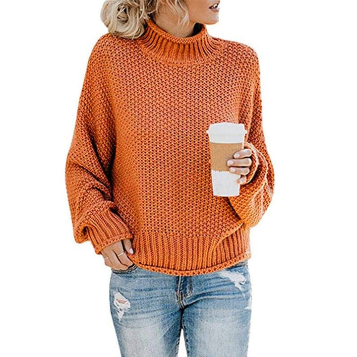 Women's Knit Sweater - High Turtleneck - Chunky Knit - Relaxed Fit - Soft and Warm