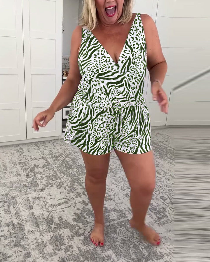 Figure-Hugging Zebra-Print Swimsuit