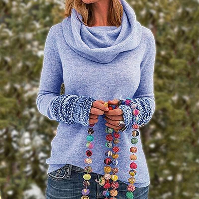 Women's Knit Sweater - Soft Comfort - Cowl Neck - Relaxed Fit