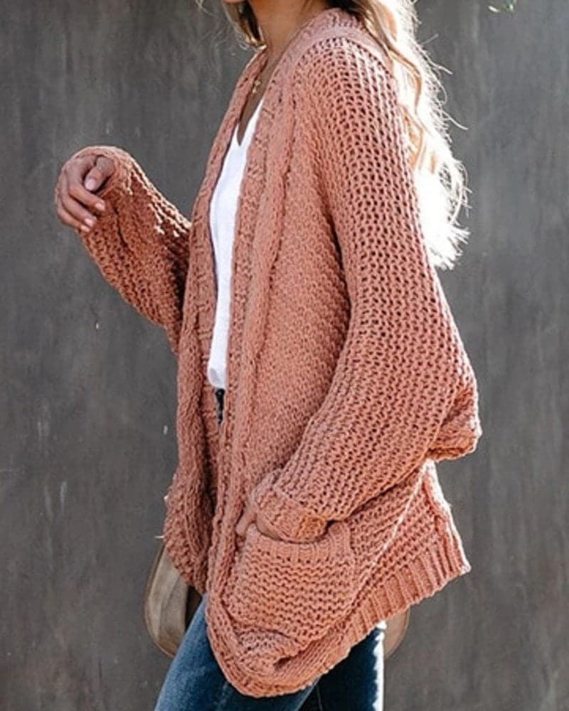 Women's Knit Cardigan - Oversized Fit - Long-Sleeved Soft and Warm - Open Front