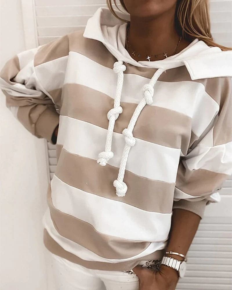 Women's Hoodie - Knitted Details - Relaxed Fit - Soft Materials