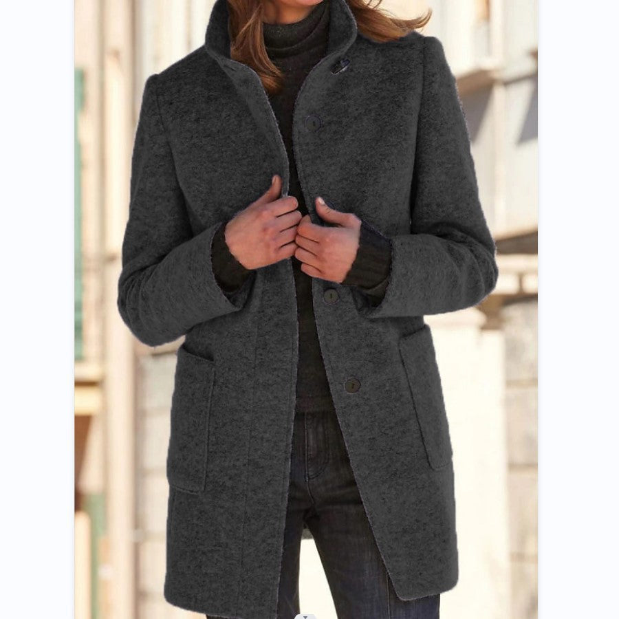 Vintora™ – Retro Women’s Coat with Buttons & Stand Collar