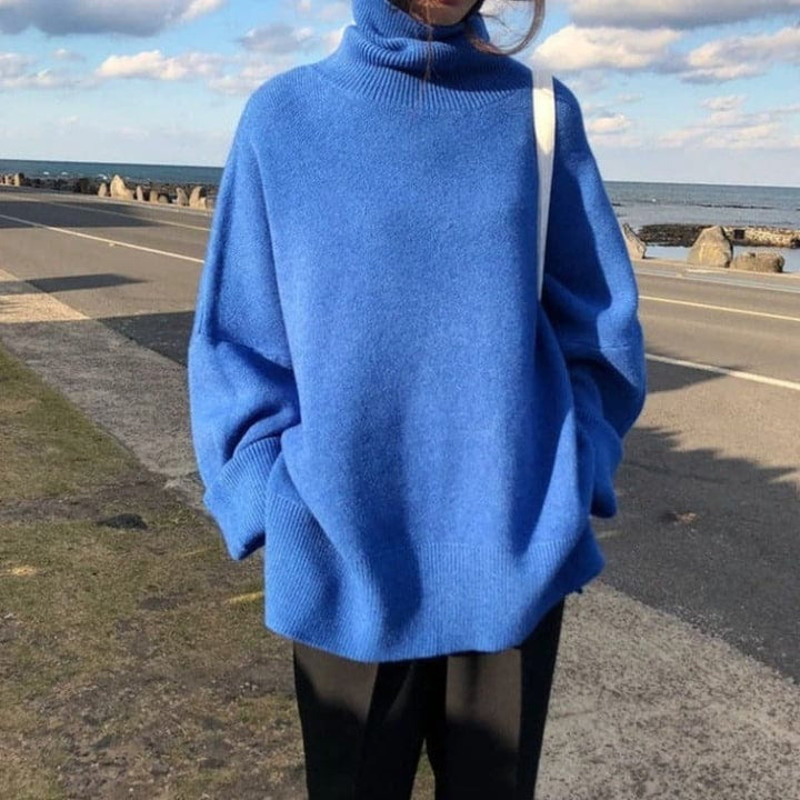 Women's Turtleneck Sweater - Oversized Fit - Soft Knit - Long Sleeves