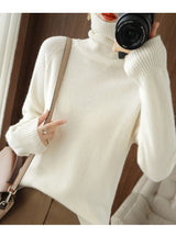 Women's Sweater with Turtleneck - Loose Fit - Long Sleeves