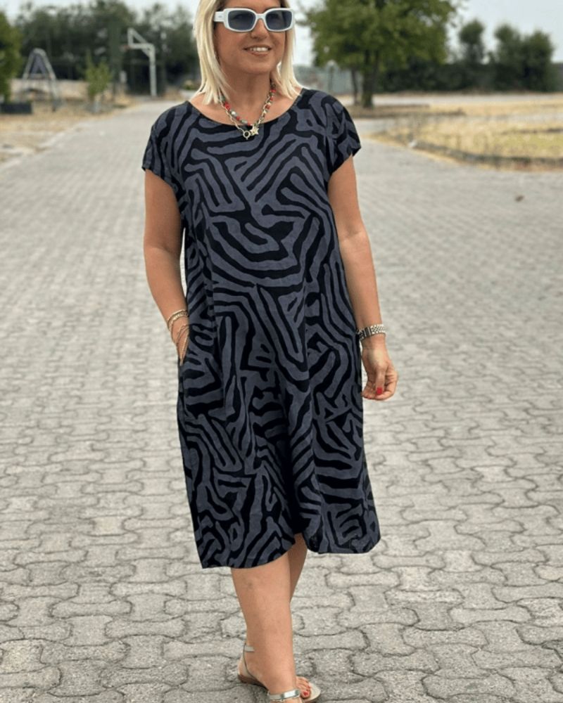 Nelia™ - Summer dress with round neck and beautiful print