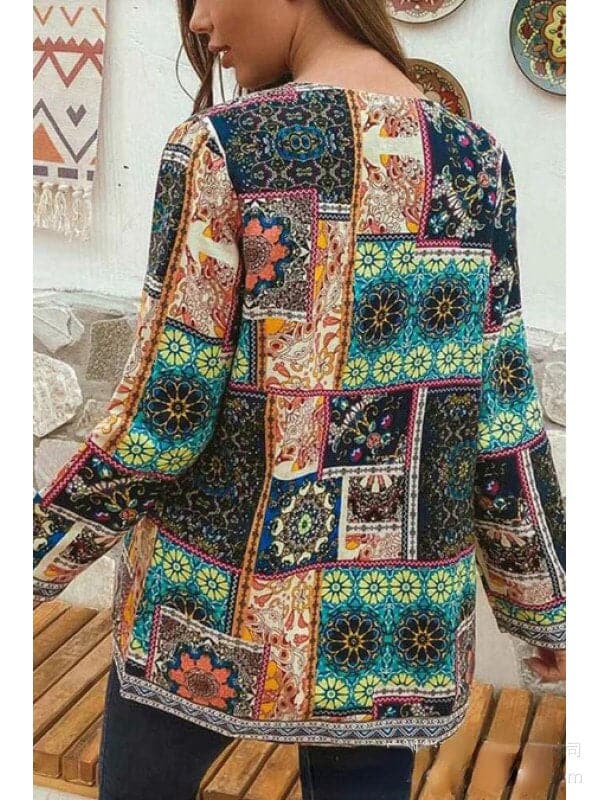 Women's Patchwork Jacket - Open Front - Long-Sleeved - Light and Stylish