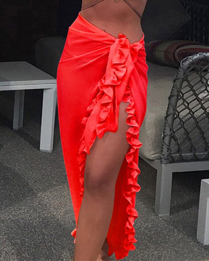 Solid Color Blanket with Ruffles
