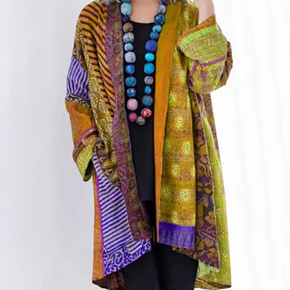 Women's Long Kimono - Patchwork Design - Bohemian Style - Light and Airy - Open Front