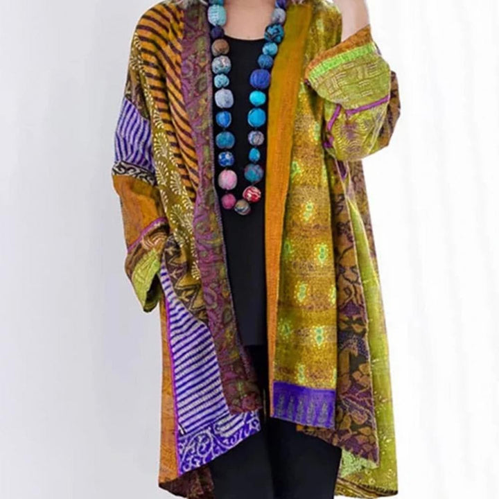 Women's Long Kimono - Patchwork Design - Bohemian Style - Light and Airy - Open Front