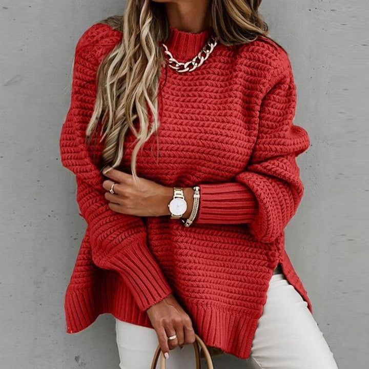 Women's Knit Sweater - Oversized Fit - High Neck - Soft and Warm