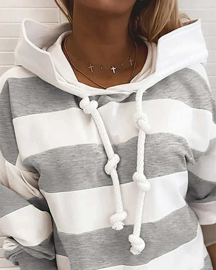 Women's Hoodie - Knitted Details - Relaxed Fit - Soft Materials