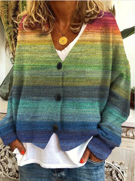Women's Knitted Cardigan - V-Neck - Wooden Buttons - Lightweight & Stylish Design
