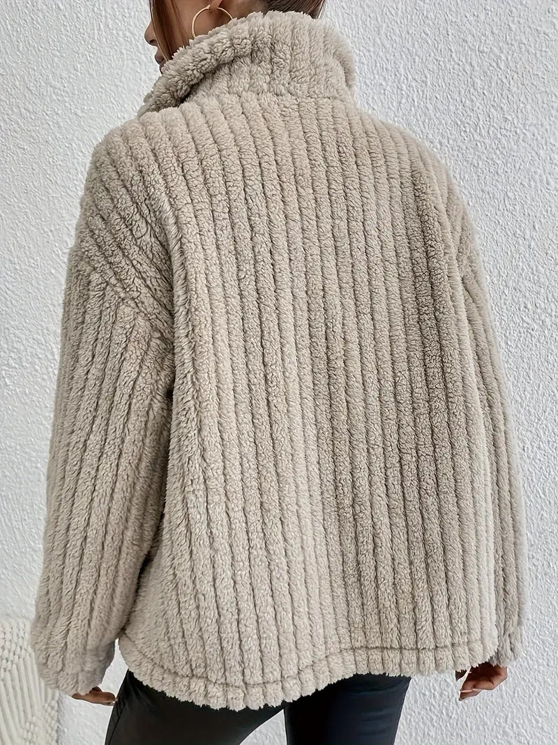 Women's Teddy Coat - Soft Faux Fur - Button Closure - Relaxed Fit - Stylish Design