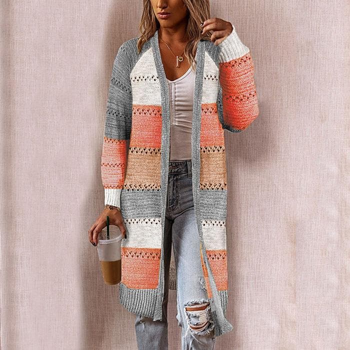 Women's Knitted Cardigan - Long Open Front - Soft and Warm - Casual Layered Look