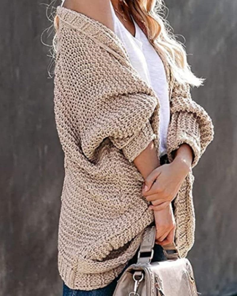 Women's Knit Cardigan - Oversized Fit - Long-Sleeved Soft and Warm - Open Front
